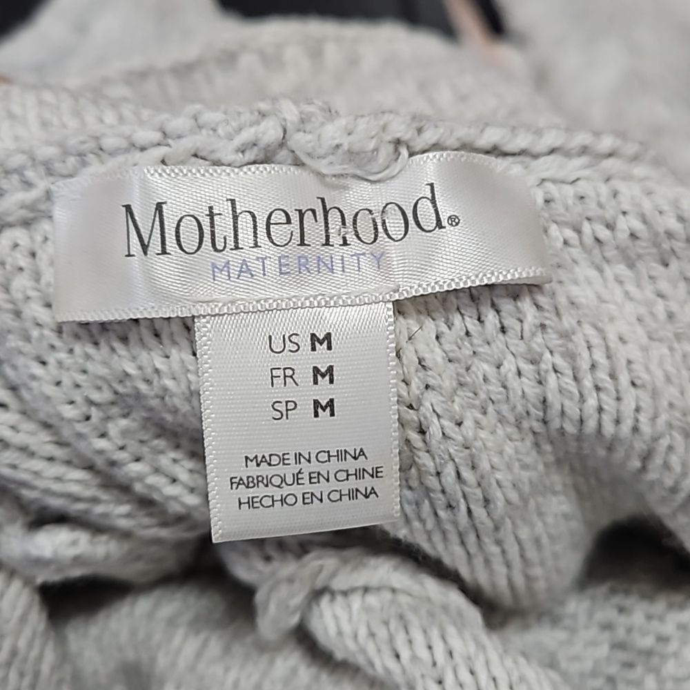 Motherhood Maternity Gray Cable Knit Cowl Neck Sweater Medium Bump Friendly Fall - Picture 5 of 9